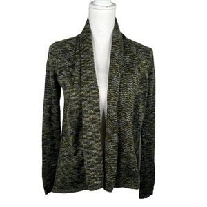 Mac & Jac Black & Green Knit Open Cardigan Size XS